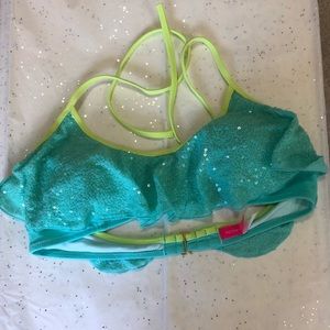 Blue / Lime Green Sequin Halter Top